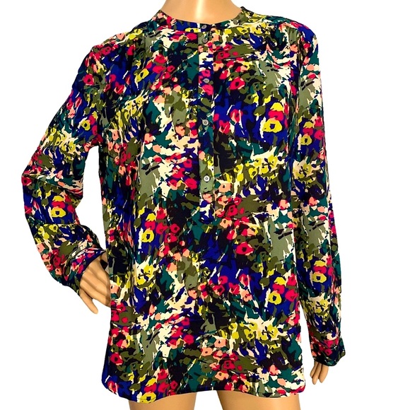 ๐ J. CREW | VIBRANT FLORAL BLOUSE SZ S - Picture 1 of 16